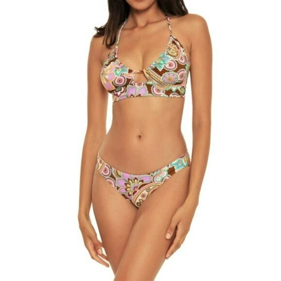 NWT Becca Women's Floral Print Swim Reversible Hipster Bikini Bottom - Picture 5 of 9